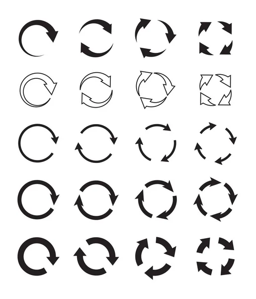Sets Van Zwarte Cirkel Pijlen Vectoriconen Grafiek Voor Website — Stockvector