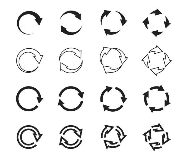 Conjuntos Flechas Círculo Negro Iconos Vectoriales Gráfico Para Sitio Web — Vector de stock