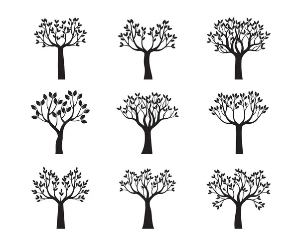 Bäume Und Blätter Zurücksetzen Vektorskizze Illustration Eps Datei — Stockvektor