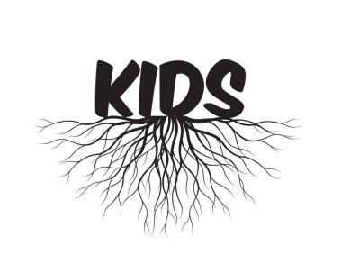 Yaprak ve Kökler kavramını. Vektör İllüstrasyonu. Çocuklar mesaj atar ve fikir verir. Bitki ve Bahçe.