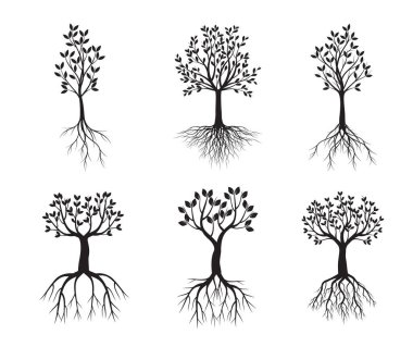 Tres ve Roots 'u geri çek. Vektör taslağı çizimi. EPS dosyası.