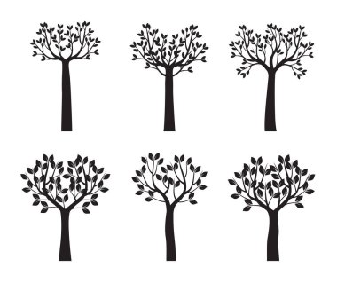 Ağaçlar ve Yapraklar 'ı geri çek. Vektör taslağı çizimi. EPS dosyası.