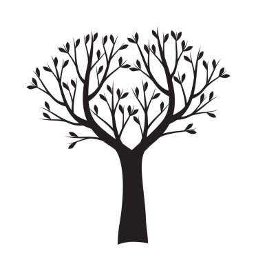 Kara Ağaç. Vektör taslağı çizimi. Bahçede bitki yetiştirme. EPS dosyası