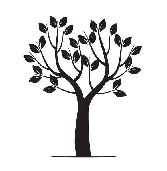 Árvore Negra Com Folhas Esboço Vetorial Ilustração Planta Jardim —  Vetores de Stock