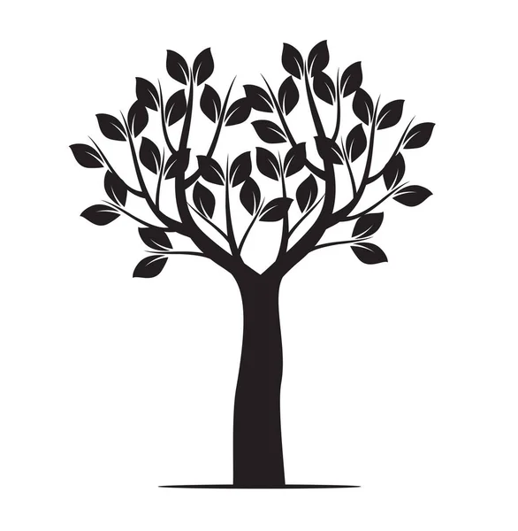 Black Tree Leaves Vector Outline Illustration Plant Garden — Stock Vector