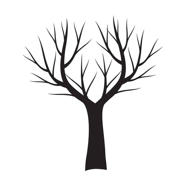 Чёрное Дерево Векторный Контур Иллюстрации Посадить Саду Eps Файл — стоковый вектор