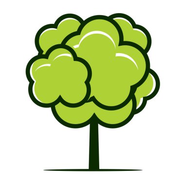 Yaz İkon Ağacı. Vektör taslağı çizimi. Bahçede bitki yetiştirme. EPS dosyası