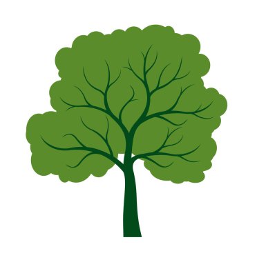 Yeşil yapraklı ağaç şekli. Vektör taslağı çizimi. Bahçede bitki yetiştirme. EPS dosyası.