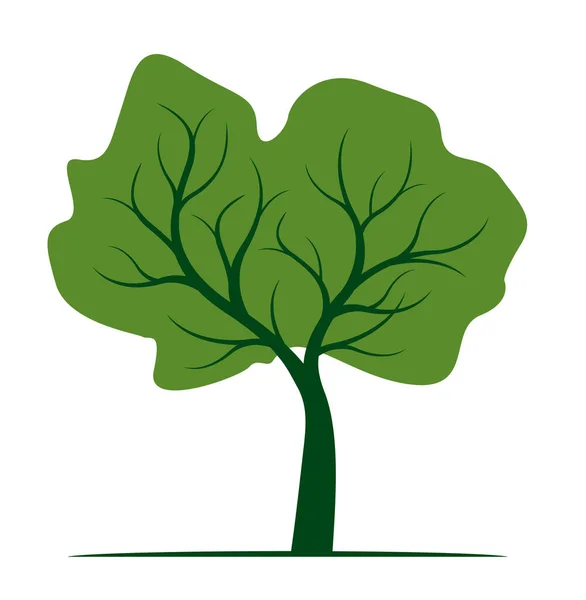 Forma Árbol Con Hojas Verdes Esquema Vectorial Ilustración Planta Garden — Vector de stock