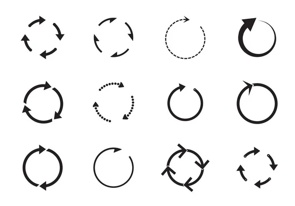 Sady Černých Kruhových Šipek Vektorové Ikony Grafika Pro Webové Stránky — Stockový vektor