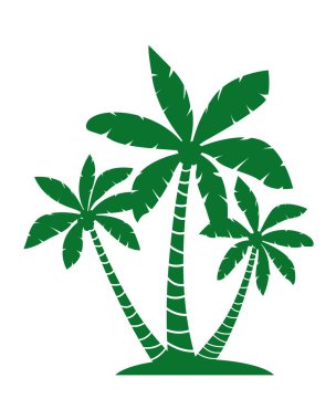 Palmiye ağaçları silueti vektör çizimi beyaz arka planda izole edildi. Vektör İllüstrasyonu. 