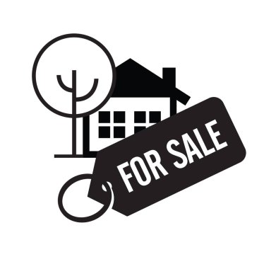 Emlak, Satılık Ev. Vektör Çizgisi Simgesi.