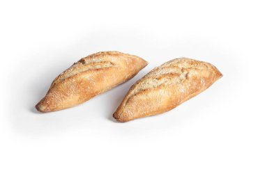 Beyaz arka plan üzerinde küçük ekmekler