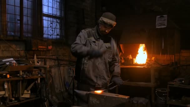 Коваля кування розплавленого металу — стокове відео