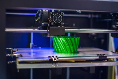 3D printing machine printing plastic model clipart