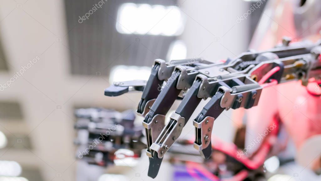 Close up shot of robot hand