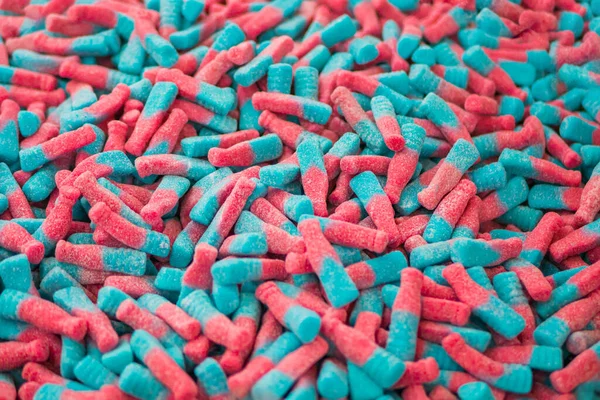 Válogatás színes lekváros cukorka eladó a pult a bolt — Stock Fotó