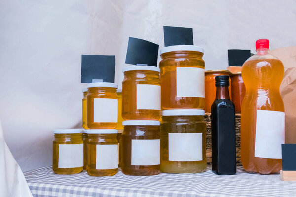 Jars of homemade honey