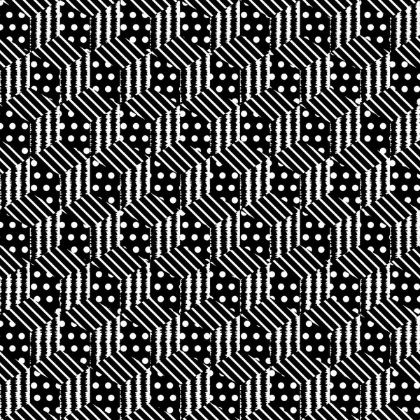 无缝模式明信片立方体3D 与纹理 矢量插图 织物的横幅打印80S 风格孟菲斯 — 图库矢量图片