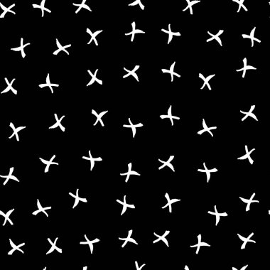 Doodled el-vektör çizim ile Seamless modeli haçlar. İzole siyah arka plan, doku.