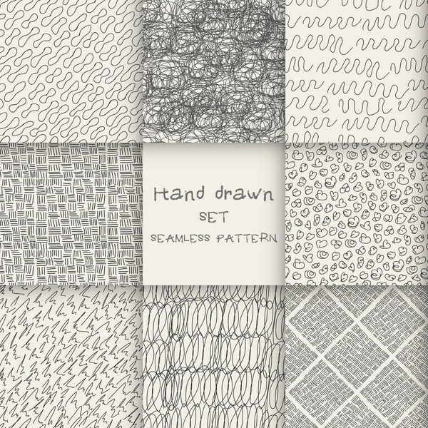 Hand drawn marker and ink seamless patterns set — Stock Vector