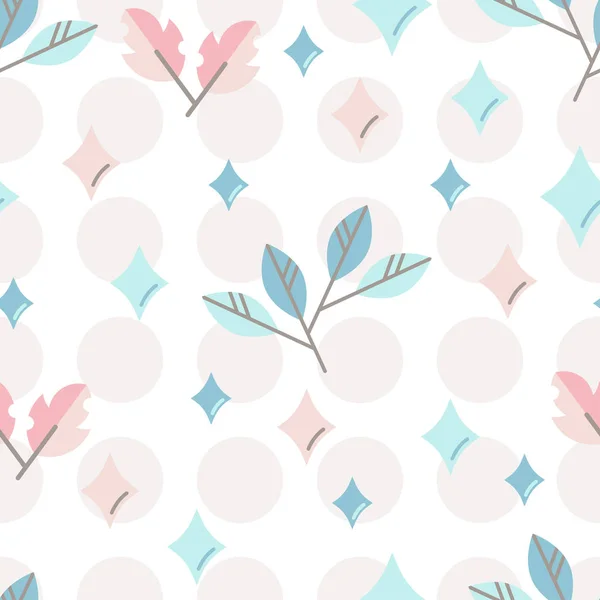 Seamless vector pattern with cute stylized butterfly, berries, and leaves. — Stock Vector
