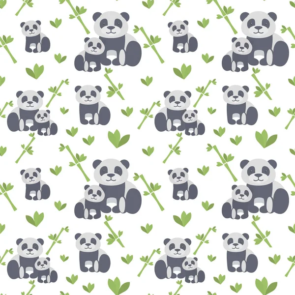Patrón Sin Costuras Vector Con Lindo Simple Dibujos Animados Panda — Vector de stock