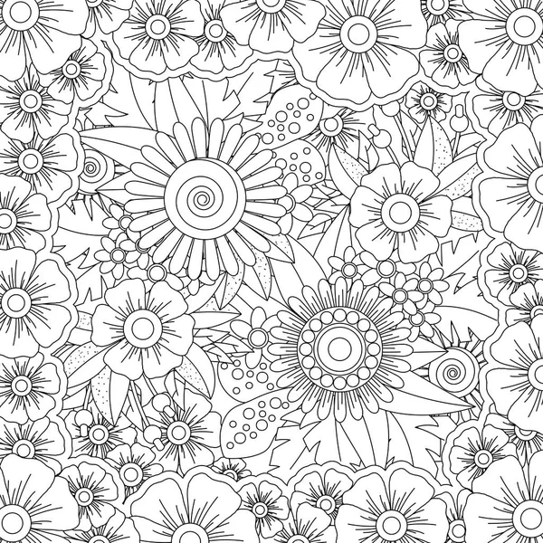 Векторный Рисунок Раскраски Ethnic Retro Design Zentangle Style Floral Elements Лицензионные Стоковые Иллюстрации