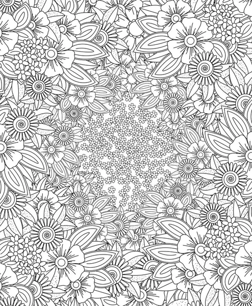 Vektormönster För Målarbok Etnisk Retro Design Zentangle Stil Med Blommiga Stockvektor