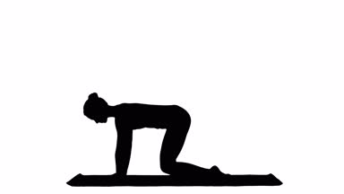 Yukarı doğru köpek Yoga pozisyon, Sun Salutation parça mat parçası yapıyor kadın