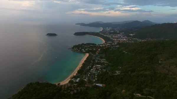 Aerial view of beautiful sunset above the sea in Thailand — Stock Photo, Image