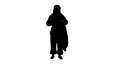 Siluet Noel Baba sürü hediye onun çuval ile 