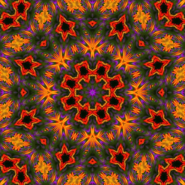 Färgglada Abstrakt Kvadrat Symmetri Bakgrund Sömlös Geometriska Mönster Traceryen Prydnad — Stockfoto