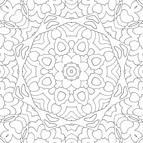 Coloring page for children and adults. Seamless pattern with small details for kids and adults. Symmetric geometric ornament for coloring.