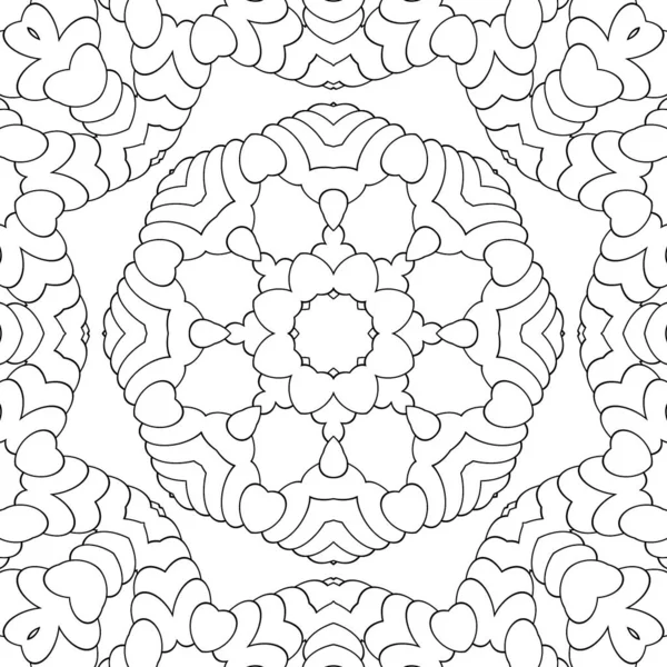 Coloring page for kids and adults. Seamless mandala pattern with small details. Geometric tracery for coloring.
