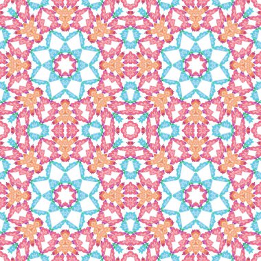 Tasarım ve dekorasyon için kusursuz desen. Soyut geometrik simetri arka planı. Tasarım çalışması için izleme şablonu, kumaş üzerine baskı, paketleme tasarımı için kapak.