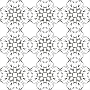 Çocuklar ve yetişkinler için basit bir çiçek boyama sayfası. Rahatla siyah beyaz süs. Meditasyon çizim kitabı. Tasarım çalışması için çiçek şablonu.