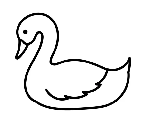 Simple Vector Drawing Cute Swan Design Work Children Coloring Logo — Stock Vector