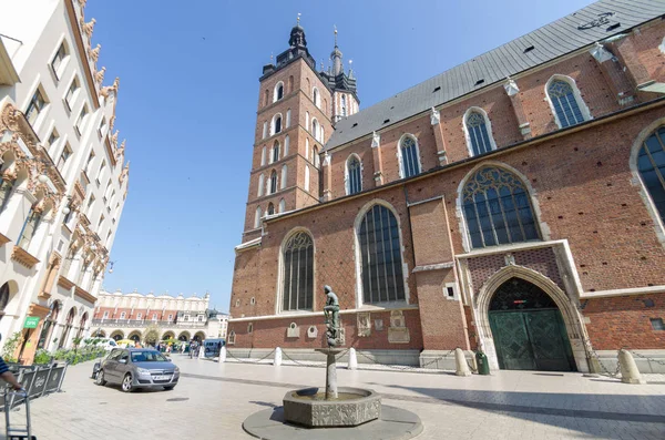 Mary Basilica Krakow Ana Meydanı Kilise Our Lady Cennete Kabul — Stok fotoğraf