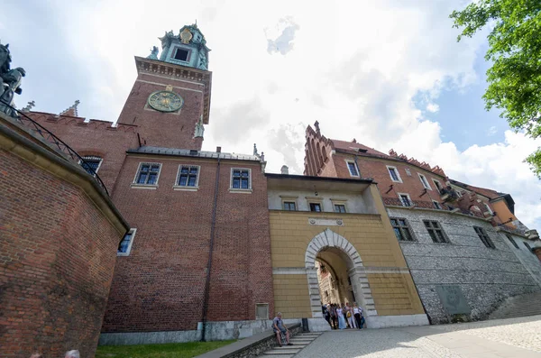 Antik Cephe Bina Wawel Kalesi Şehir Krakow Polonya Yaz Saati — Stok fotoğraf
