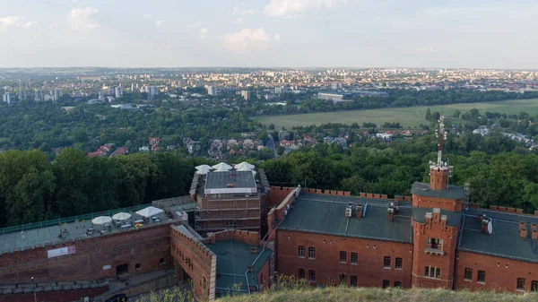Aerial Panoramic Krakow View Kopiec Kostusko Mound — Stock Photo, Image