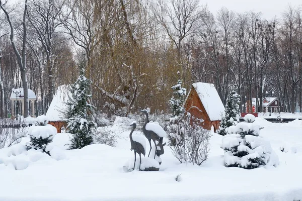 Sneeuw Gorky Park Charkov Winter Oekraïne — Stockfoto