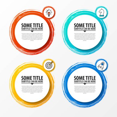 Infographic tasarım şablonu. 4 aşamalı iş konsepti. İş akışı düzeni, diyagram, pankart, web tasarımı için kullanılabilir. Vektör illüstrasyonu