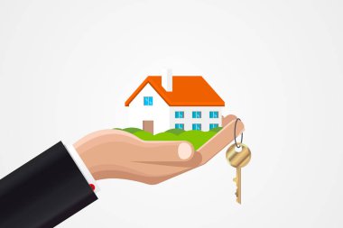 Palmiye ve anahtar üstünde parmak evde. Vektör çizim