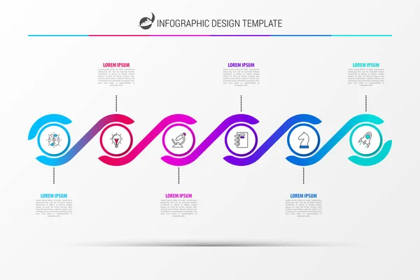 Infographic设计模板 6个步骤的时间表概念 可用于工作流布局 网页设计 矢量说明 — 图库矢量图片