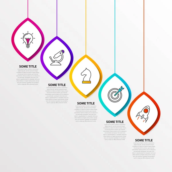 Modelo de design infográfico. Conceito criativo com 5 passos —  Vetores de Stock