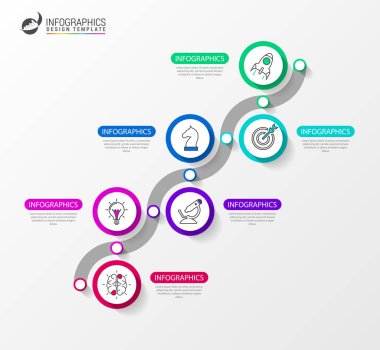 Infographic tasarım şablonu. 6 adımlar ile yaratıcı kavramı