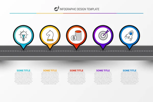 Infographic Tasarım Şablonu Adımlı Yaratıcı Bir Kavram Akışı Düzeni Diyagram — Stok Vektör