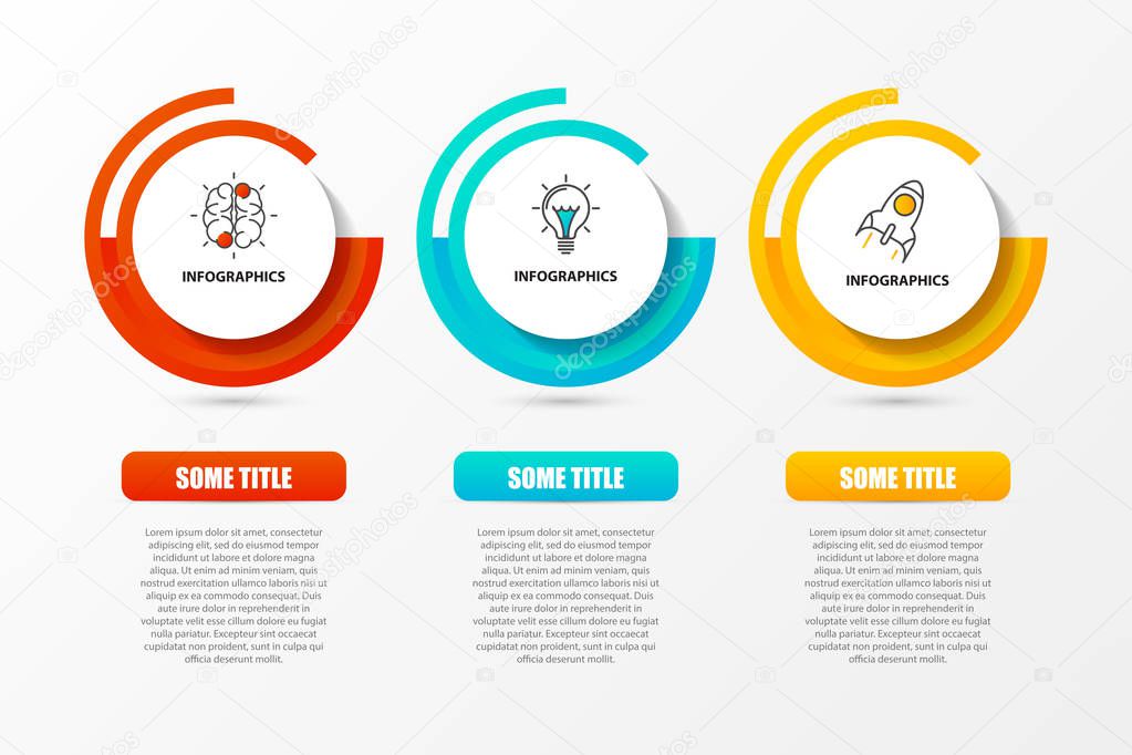 Infographic design template. Creative concept with 3 steps. Can be used for workflow layout, diagram, banner, webdesign. Vector illustration