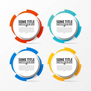 Infographic tasarım şablonu. Dört adımlı yaratıcı bir kavram. İş akışı düzeni, diyagram, pankart, web tasarımı için kullanılabilir. Vektör illüstrasyonu